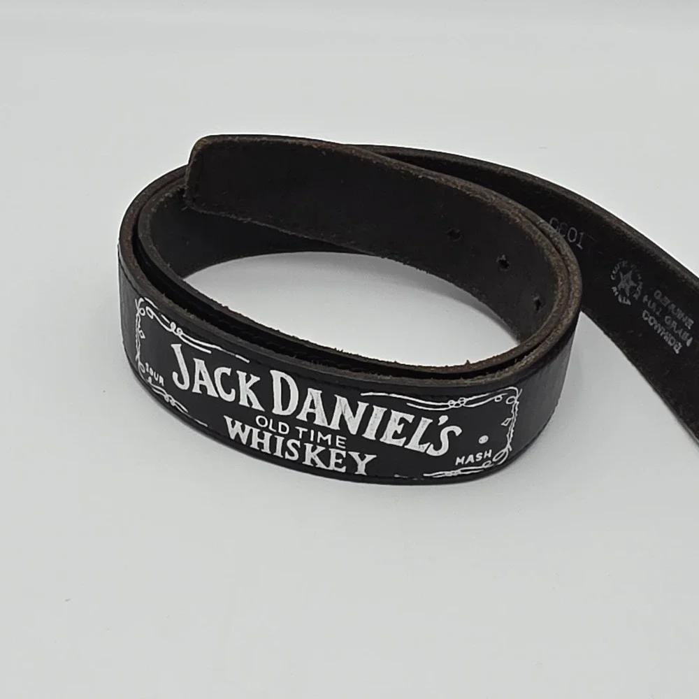 Jack Daniels Old Time Tennessee 1989 Black Leather Belt and Buckle 0801  Size 42